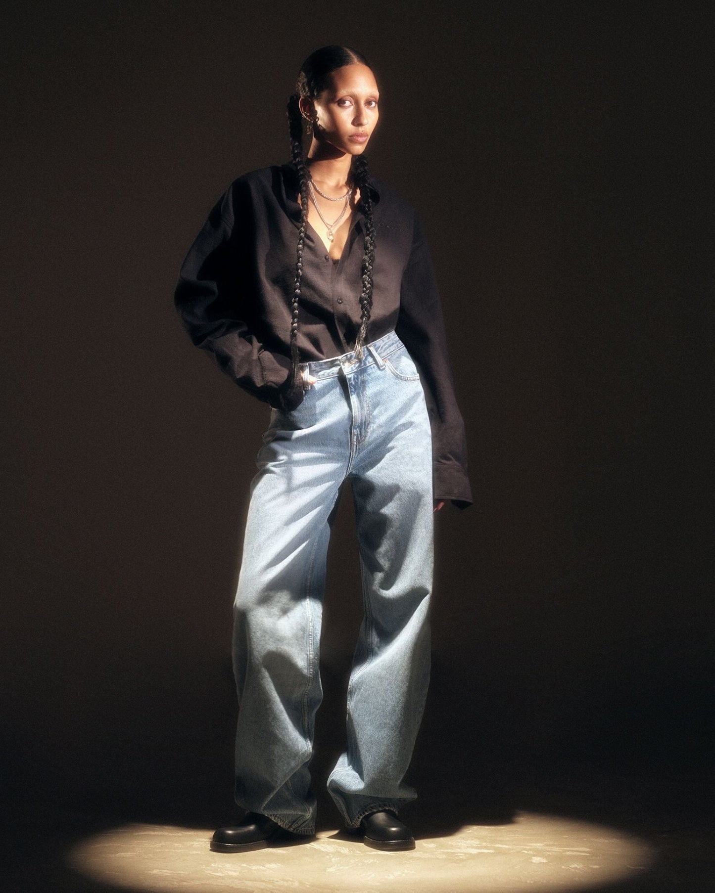 Donna High Relaxed Jeans - Stream Sky Used