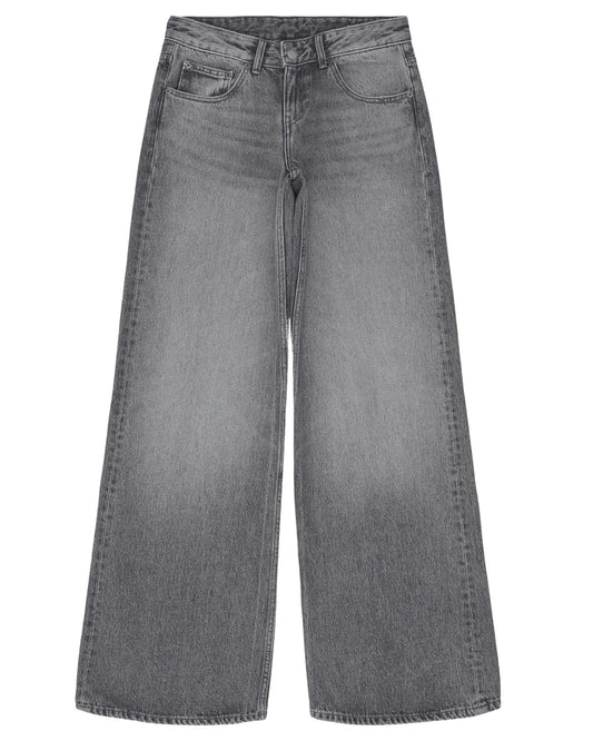 Rhue Low Wide Jeans - Mid Grey Used