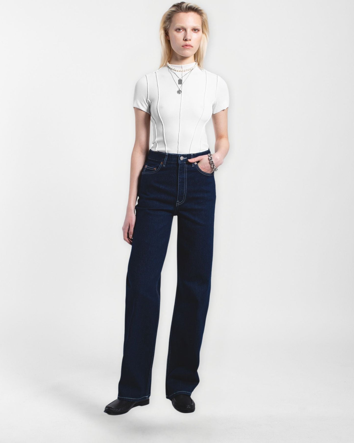 Echo High Straight Jeans - Bay Rinse Contrast