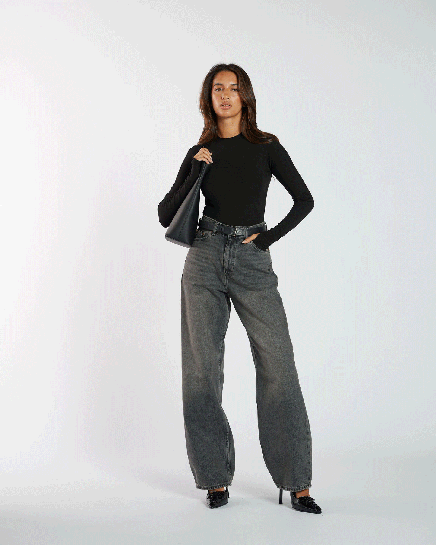 Donna High Relaxed Jeans - Mid Grey Used