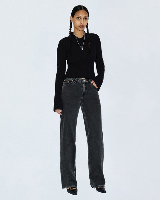 Addy Mid Straight Jeans TALL - Tar Aged Black