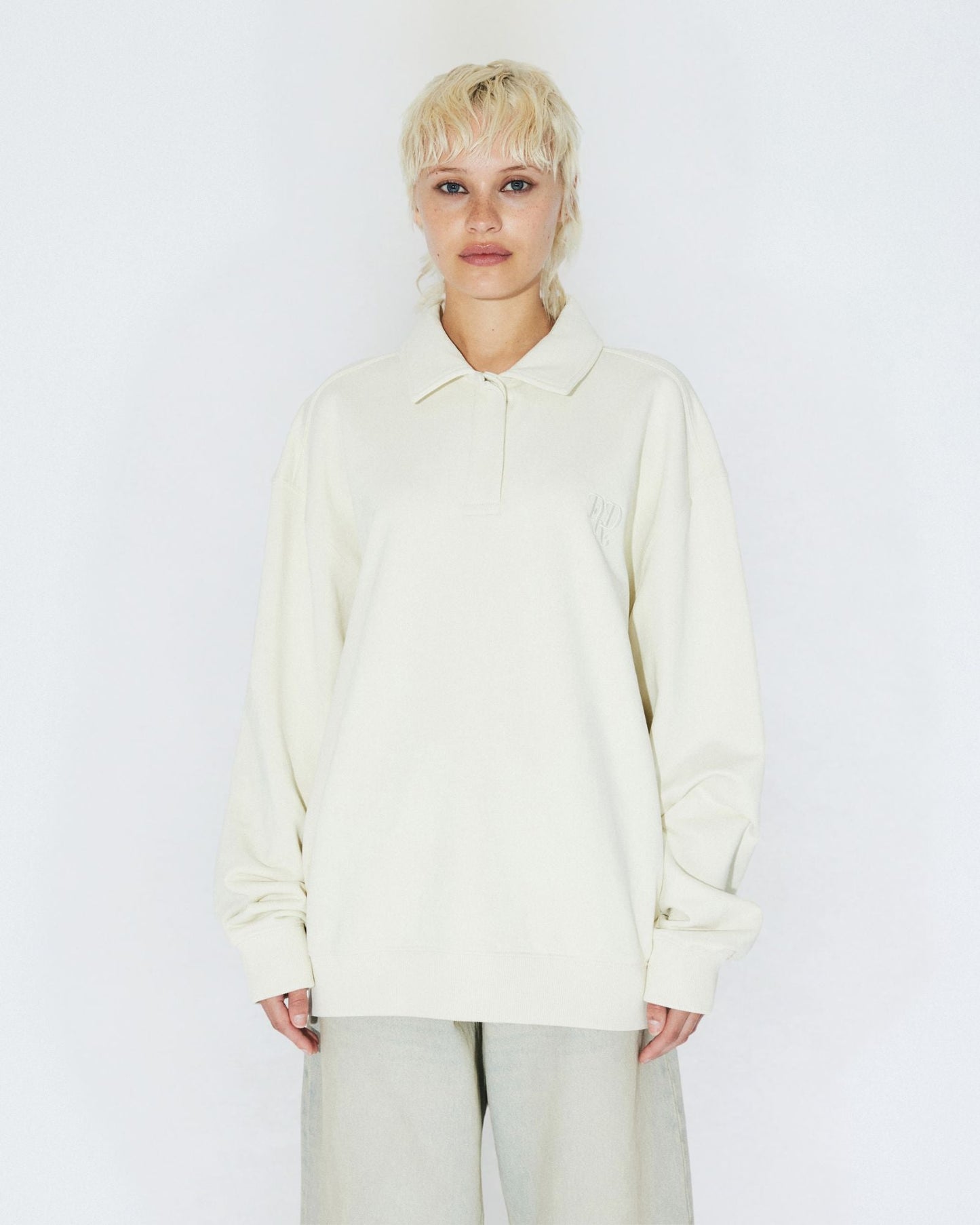 Brady Collar Sweat - Ecru Mono