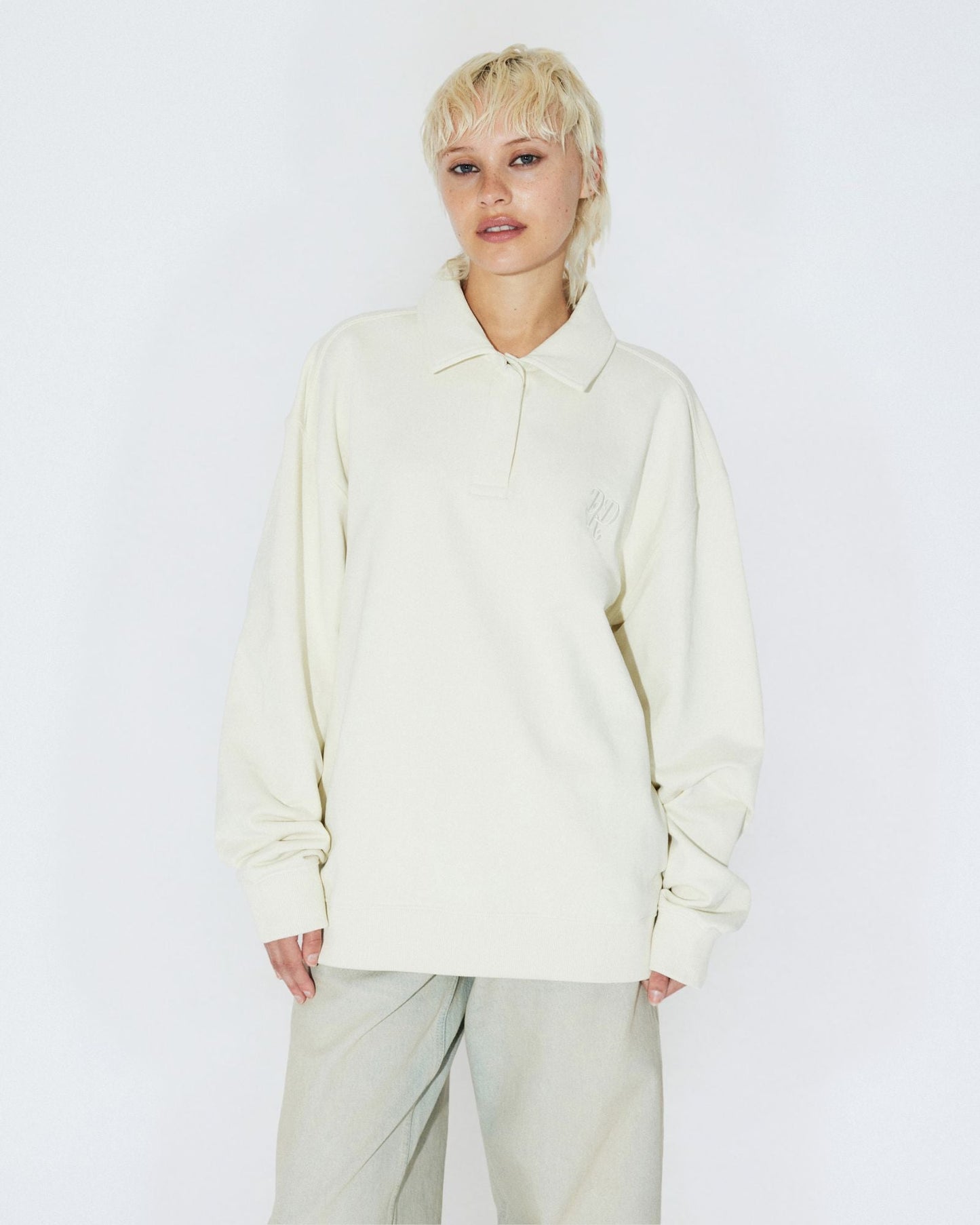Brady Collar Sweat - Ecru Mono