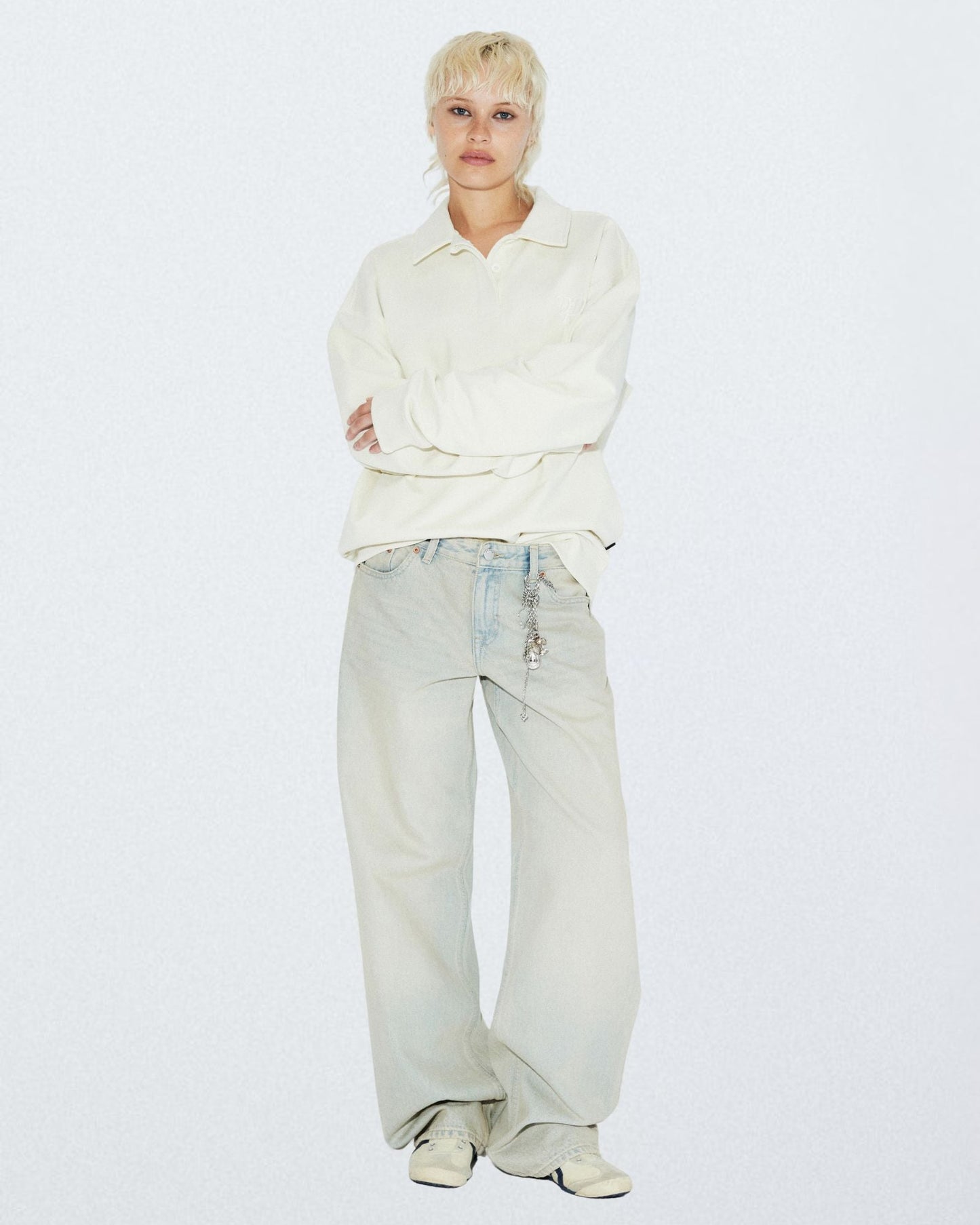 Brady Collar Sweat - Ecru Mono
