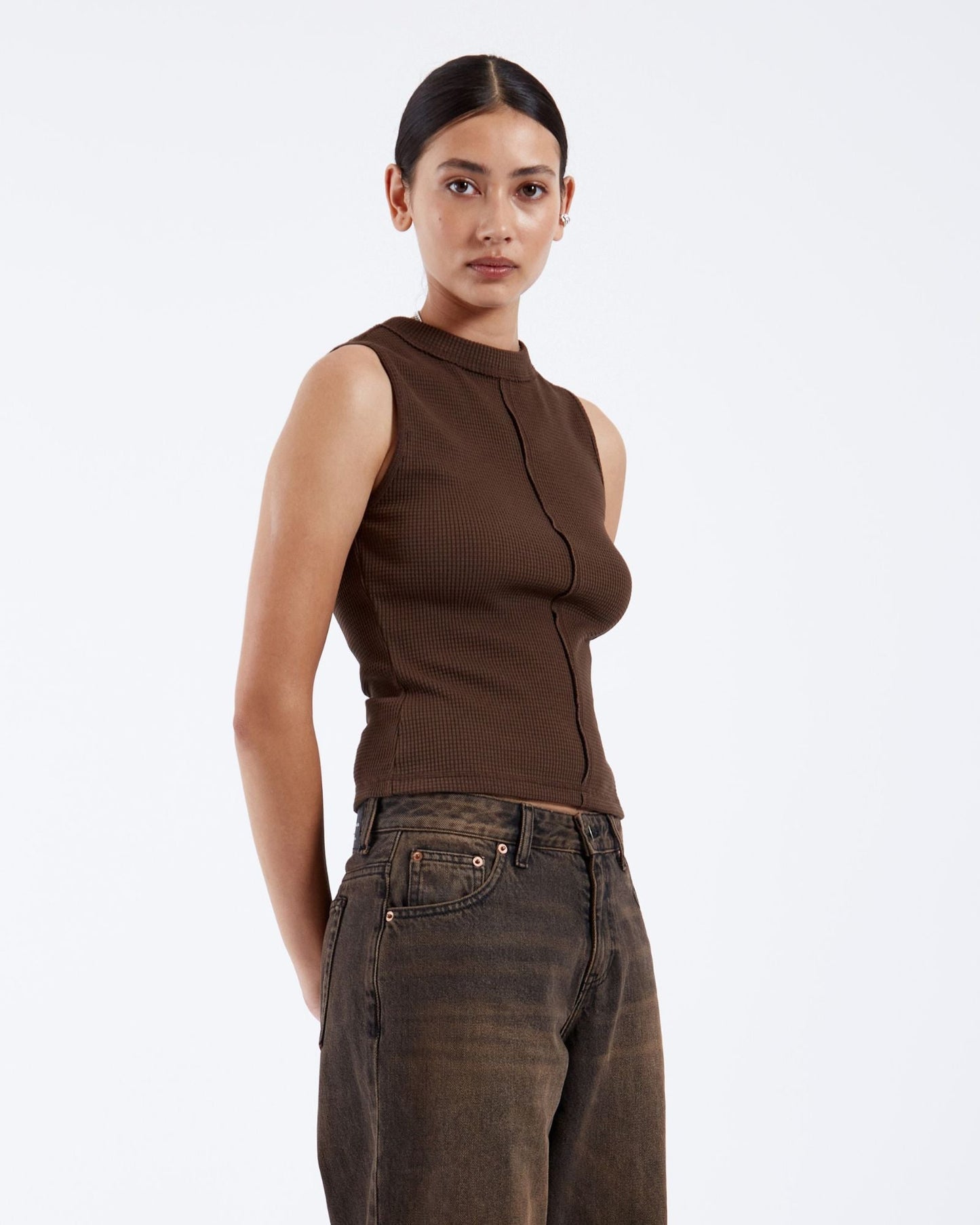 Deia Waffle Top - Chocolate