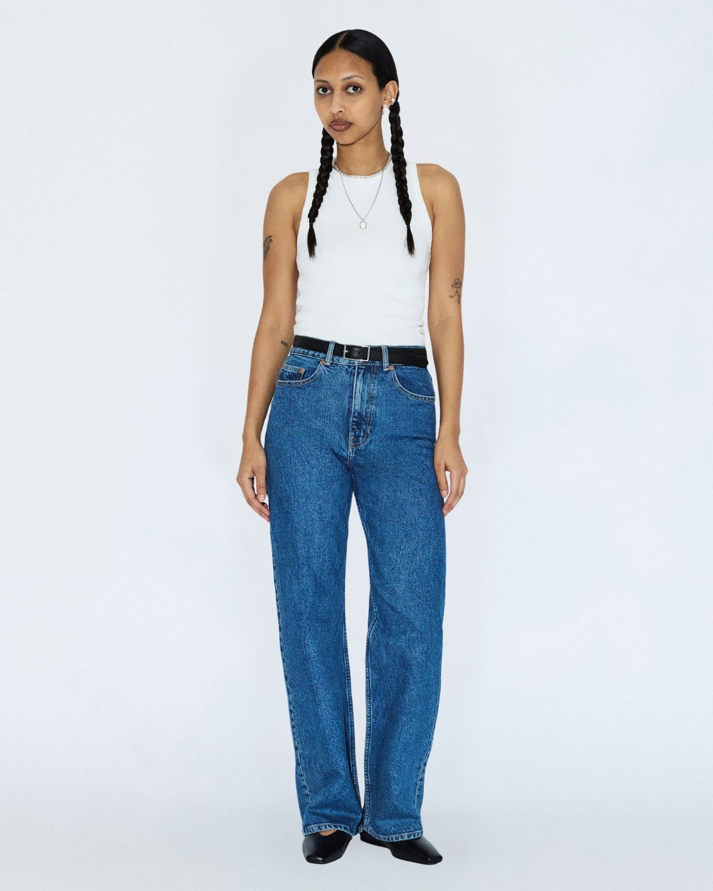 Echo High Straight Jeans PETITE - Bay Mid Retro