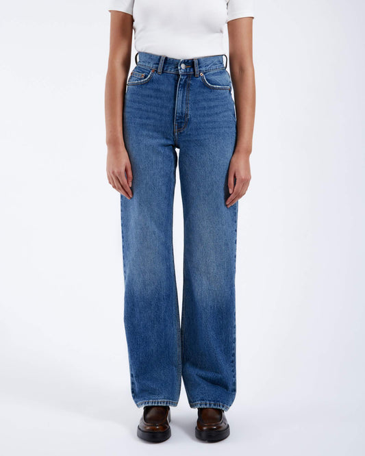 Echo High Straight Jeans - Bay Mid Used