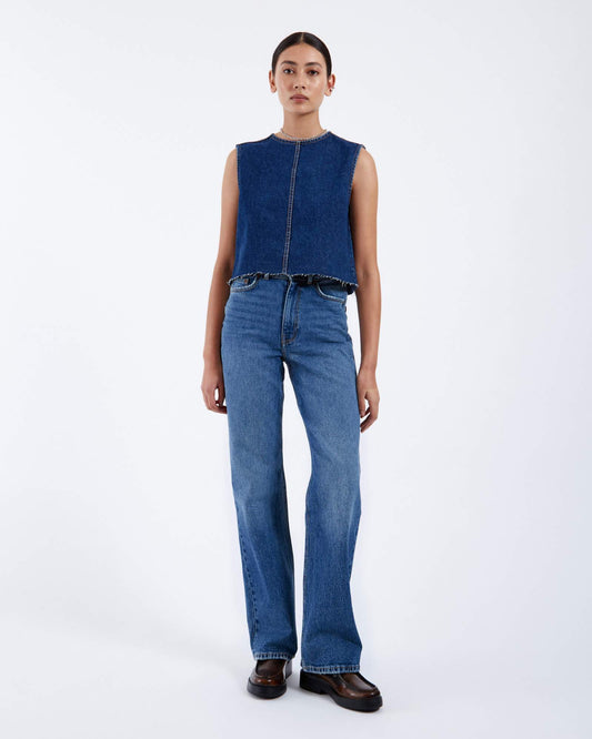 Echo High Straight Jeans - Bay Mid Used