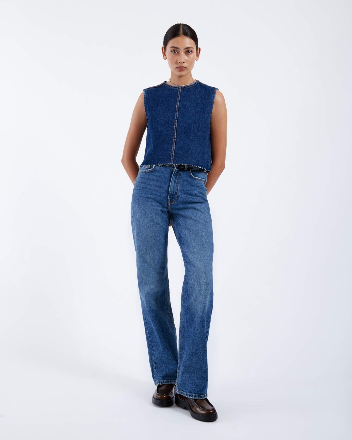Echo High Straight Jeans - Bay Mid Used