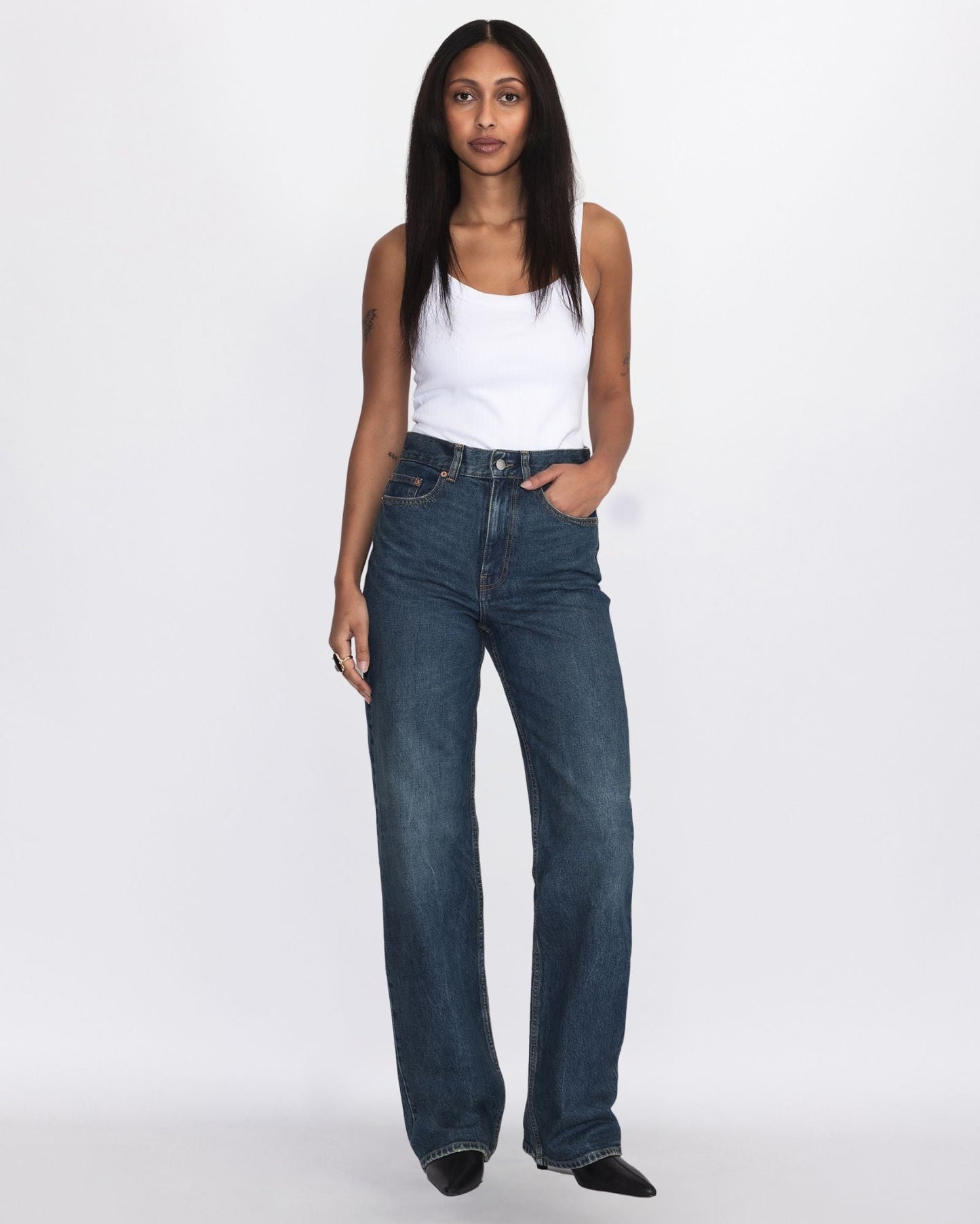 Echo High Straight Jeans TALL - Bay Dark Used Vintage