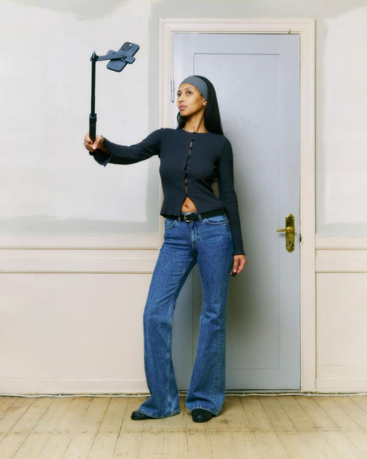 Erica Button Rib Top – Asphalt Grey