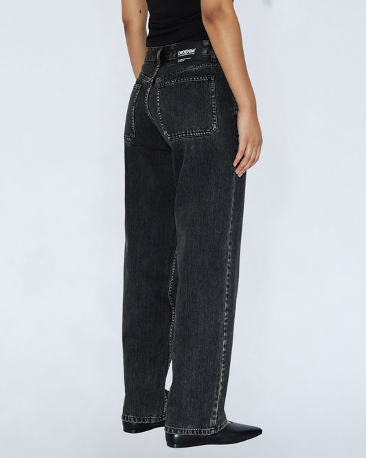 Nika Worker Mid Straight Jeans - Aged Black