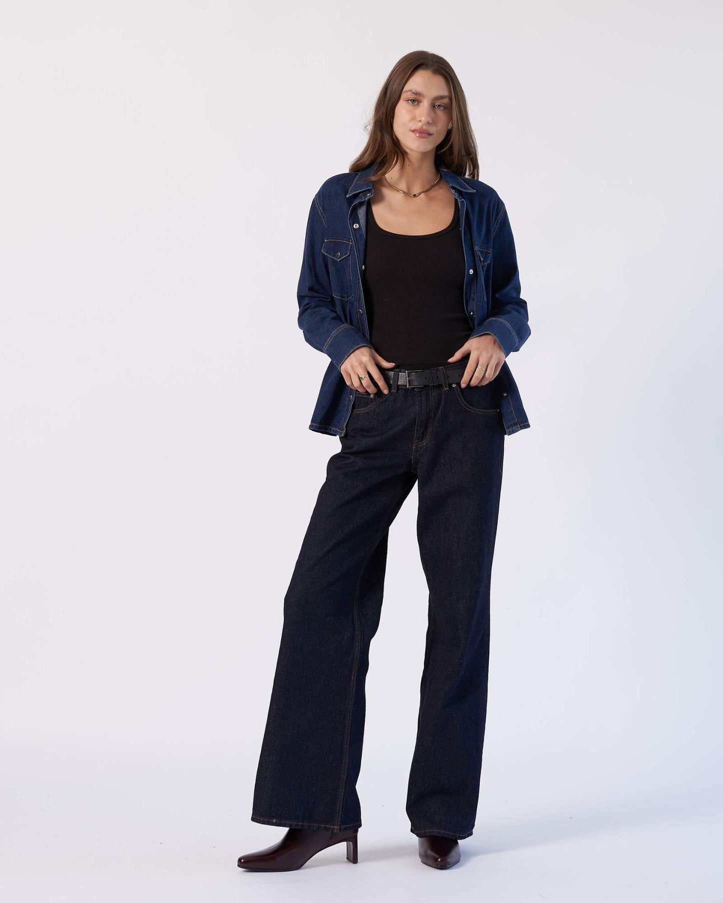 Rhue Low Wide Jeans TALL - Stream Rinse