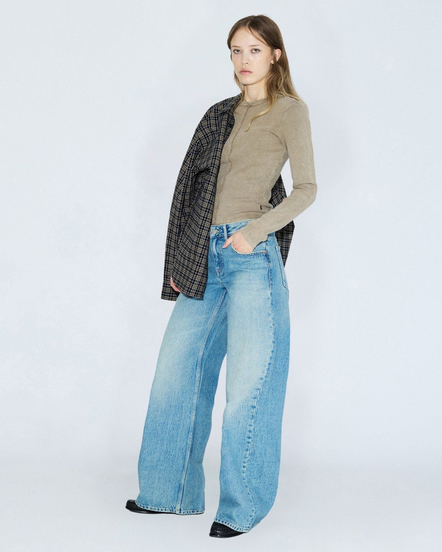 Rhue Low Wide Jeans TALL - Drift Sky Used