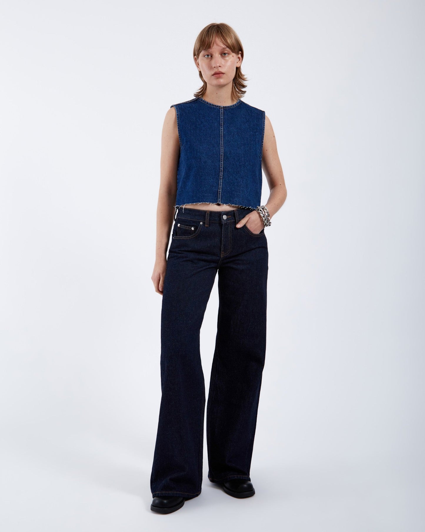 Rhue Low Wide Jeans - Stream Rinse