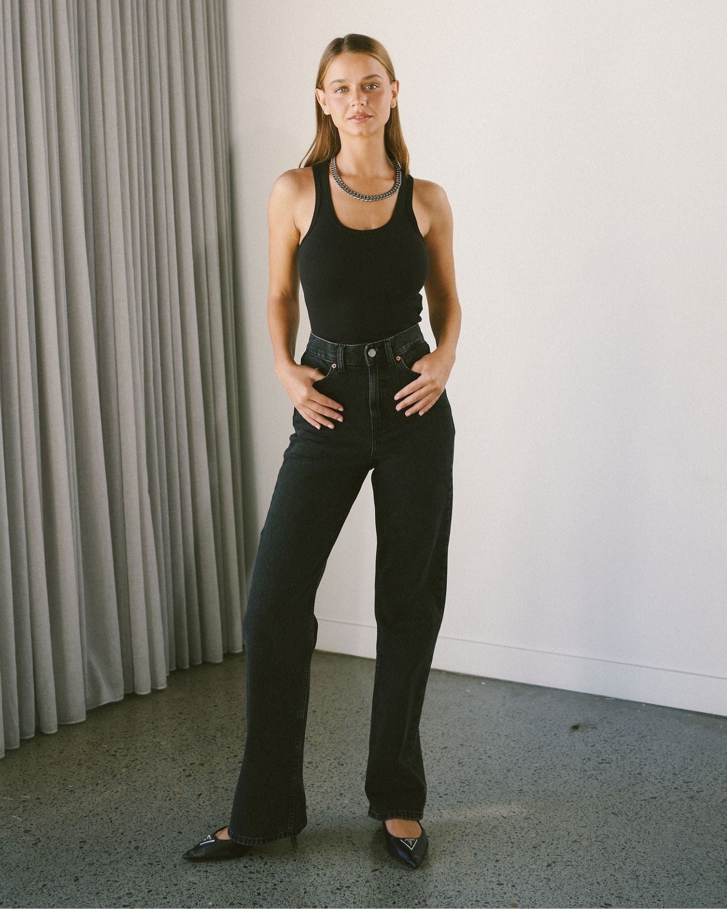 Echo High Straight Jeans - Tar Retro Black