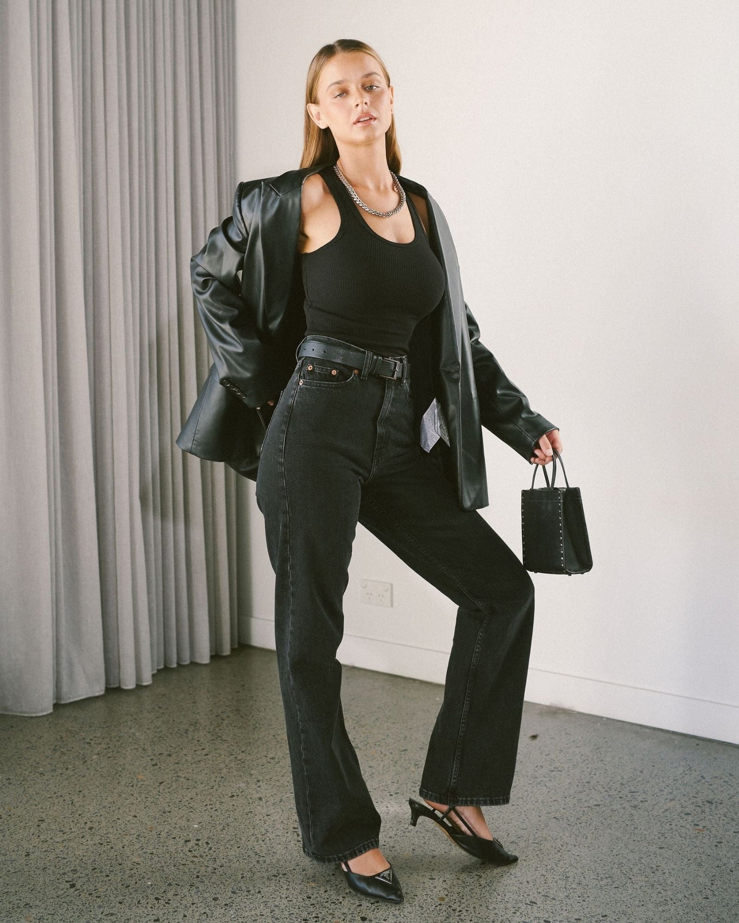 Echo High Straight Jeans - Tar Retro Black