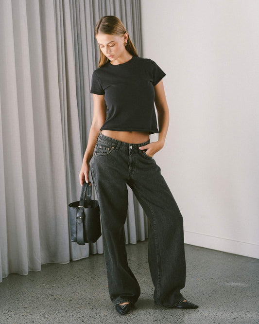 Hill Low Relaxed Jeans - Aged Black