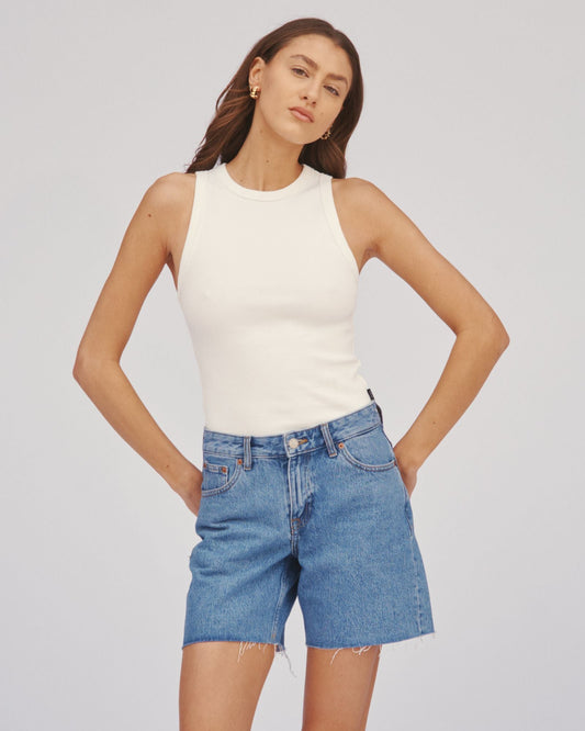 Hill Shorts - Stream Sky Retro Raw Hem
