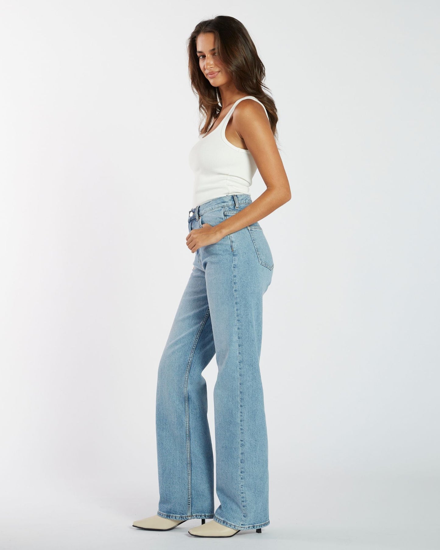 Echo High Straight Jeans - Bay Blue Jay