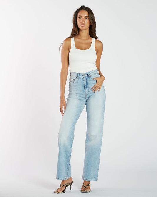 Echo High Straight Jeans PETITE - Bay Light Fade