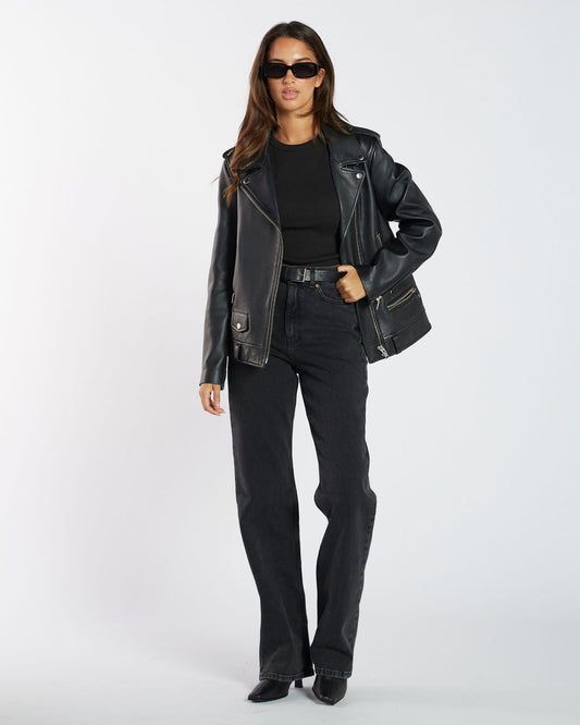 Echo High Straight Jeans - Tar Retro Black