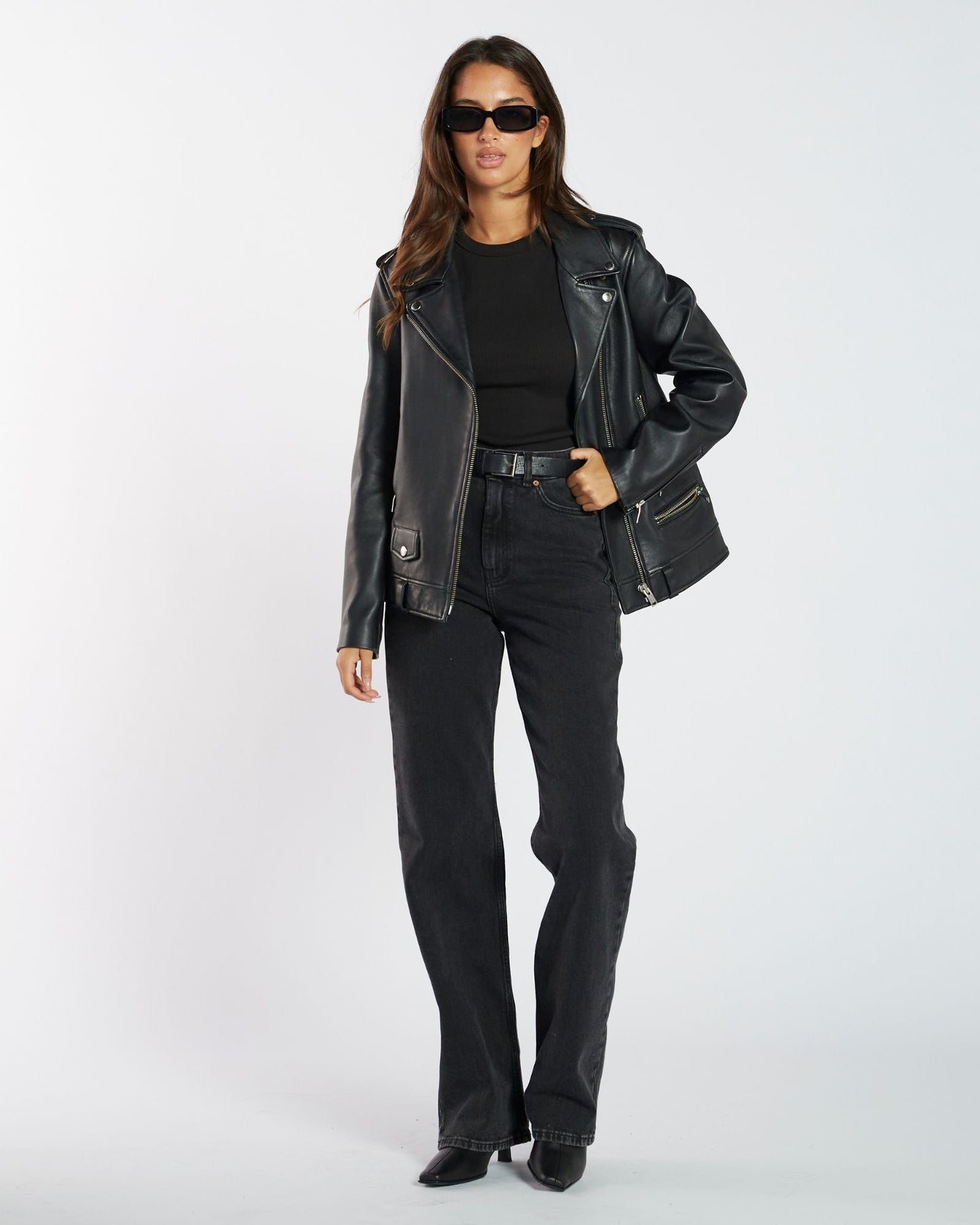 Echo High Straight Jeans PETITE - Tar Retro Black
